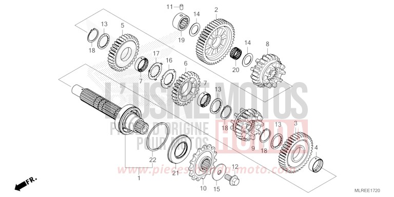BOITE DE VITESSES (ARBRE INTERMEDIAIRE) de Hornet 500 PEARL HORIZON WHITE (NHB61) 2026